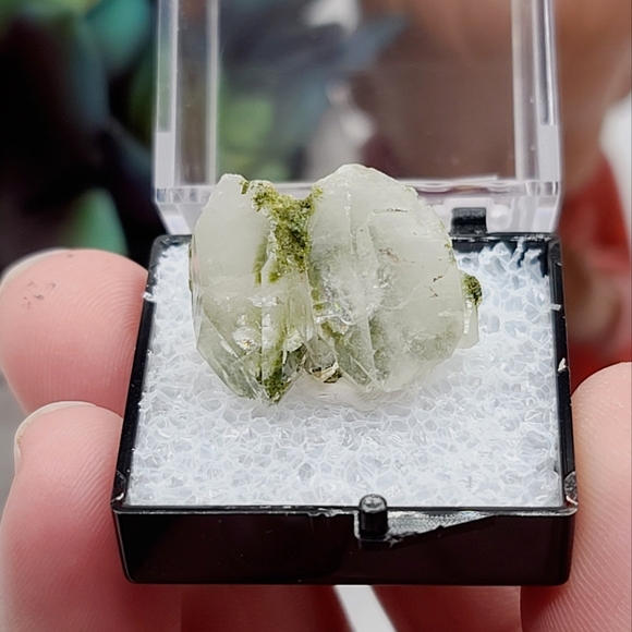 Epidote on Quartz Crystal Thumbnail Mineral Specimen U - Picture 1 of 5